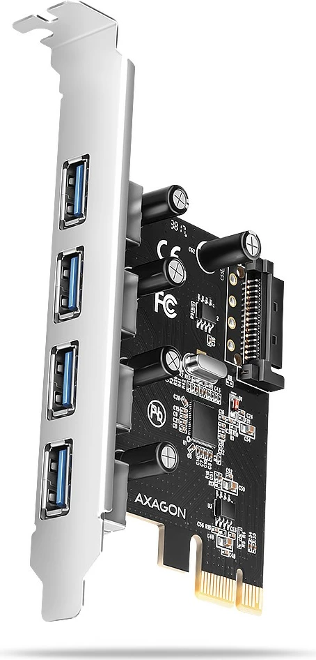 Kasë zgjerimi AXAGON PCEU-430RS, 4x USB 3.2 Gen 1, Renesas, PCIe, SATA Power