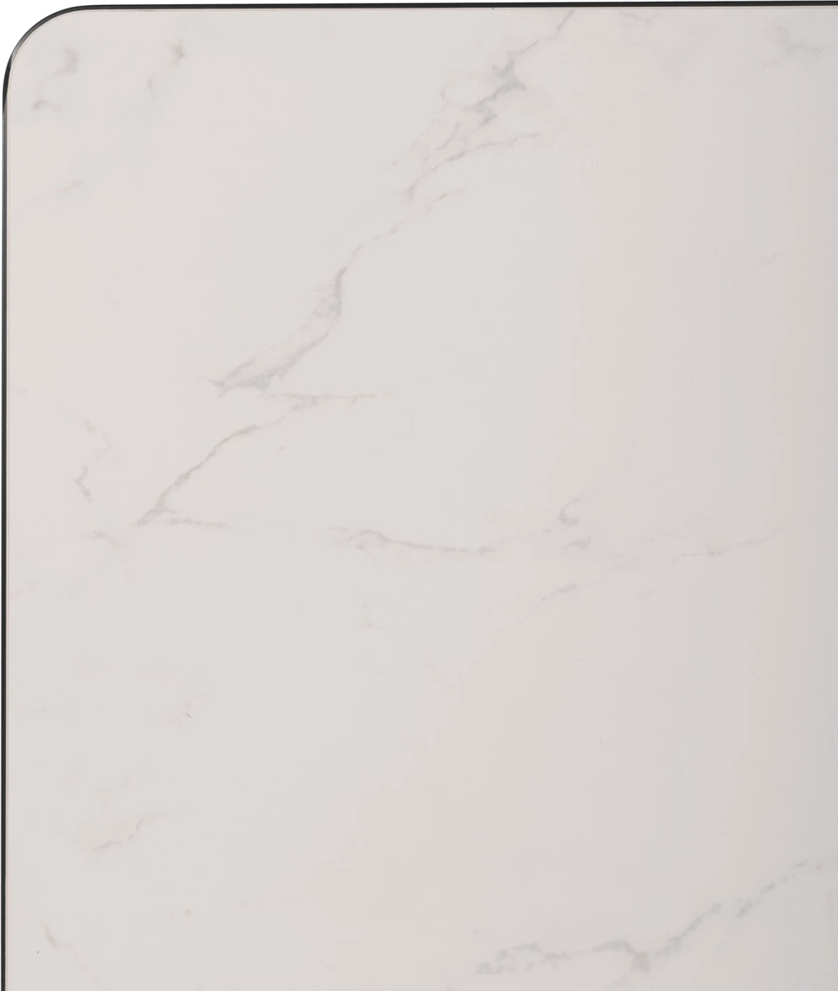 Sipërfaqe tavoline katrore prej guri të sinterizuar, FH6655.02, mermer i bardhë me kornizë të zezë, 80x80 cm