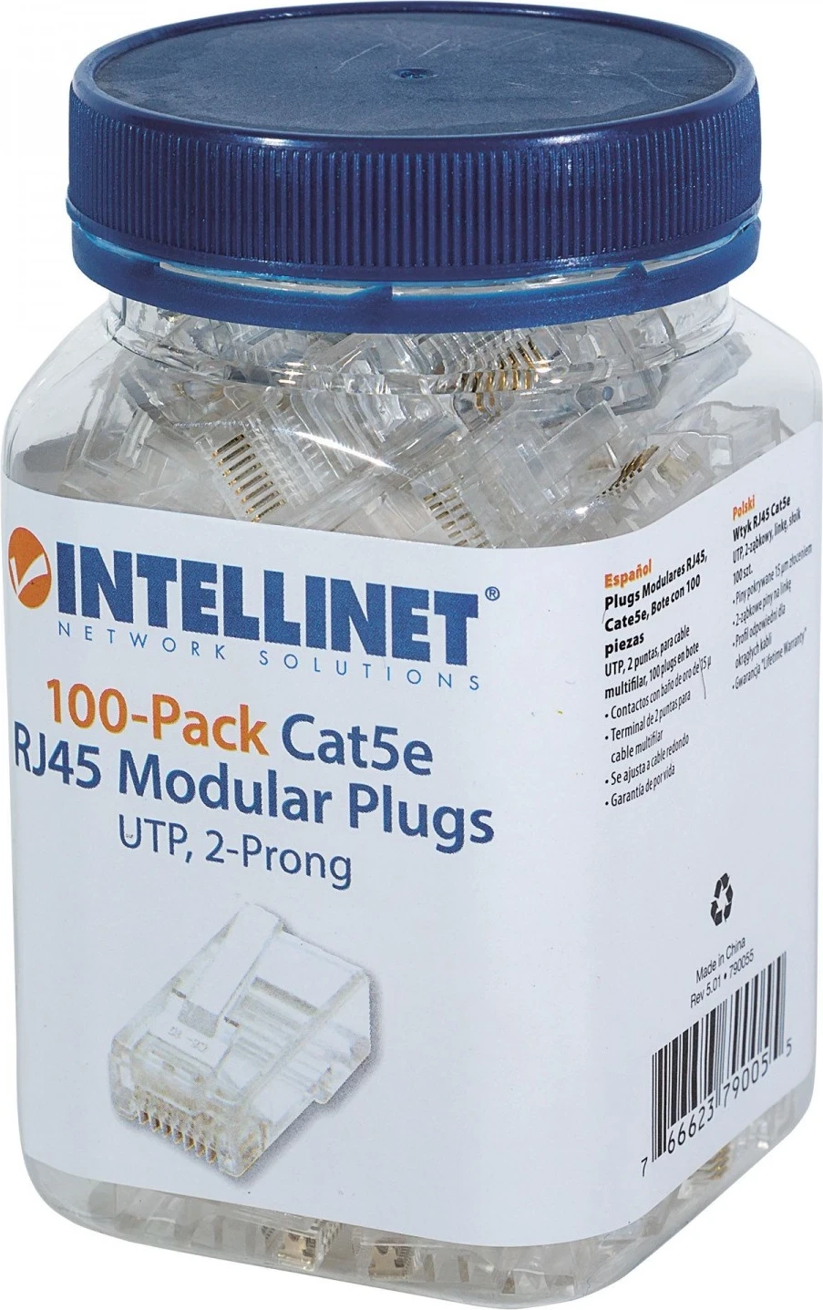 Konektorë RJ45 Cat5e UTP nga Intellinet, 100 copë, transparent