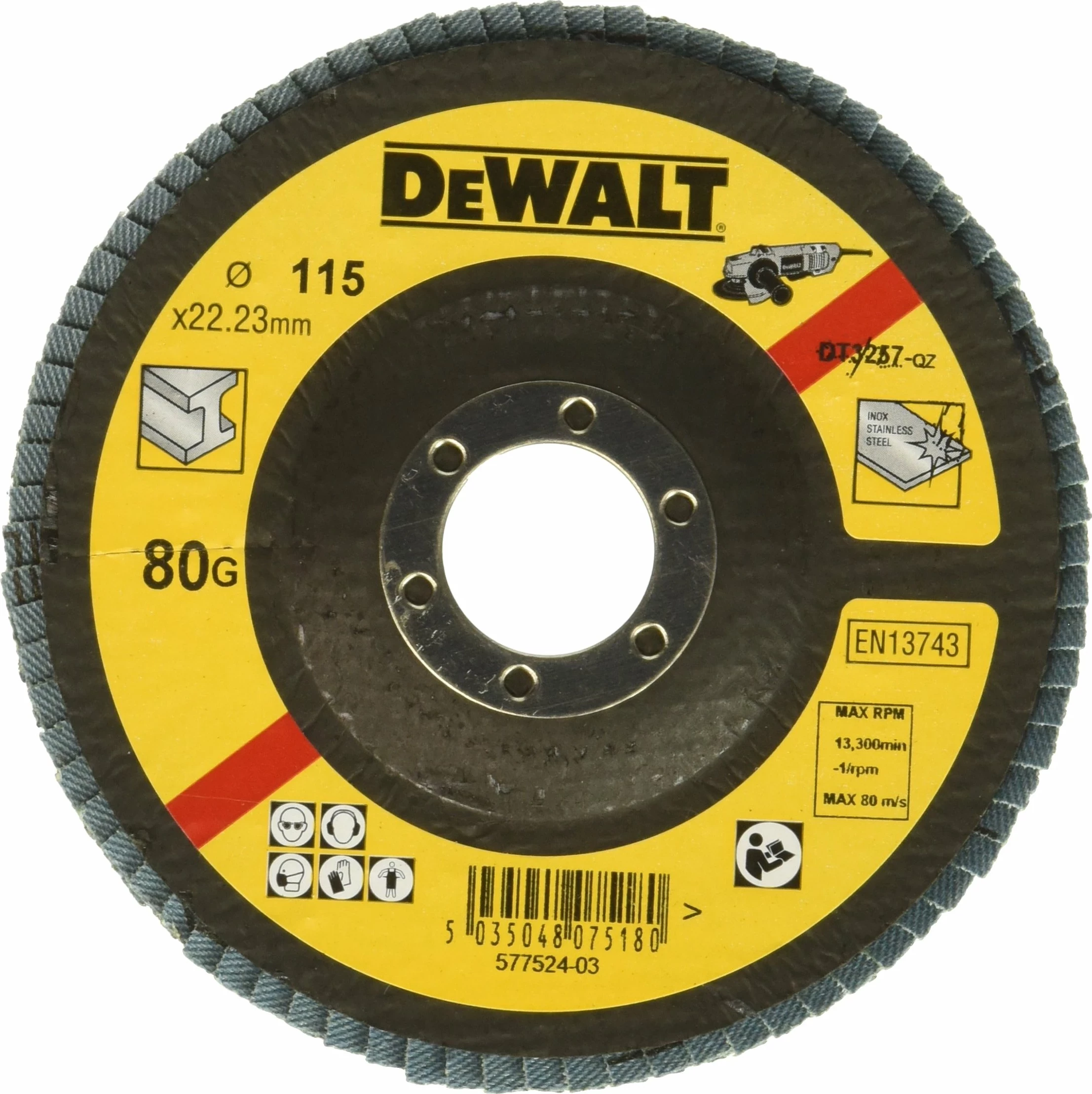 Disk lamelar brusues DeWalt DT3257 115 mm, 22.23 mm, G80, 1 copë