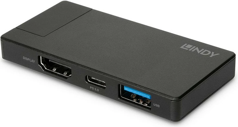 Docking station USB-C LINDY DST-Micro, 4K HDMI, USB-A 5Gbps, USB-C PD 60W, e zezë