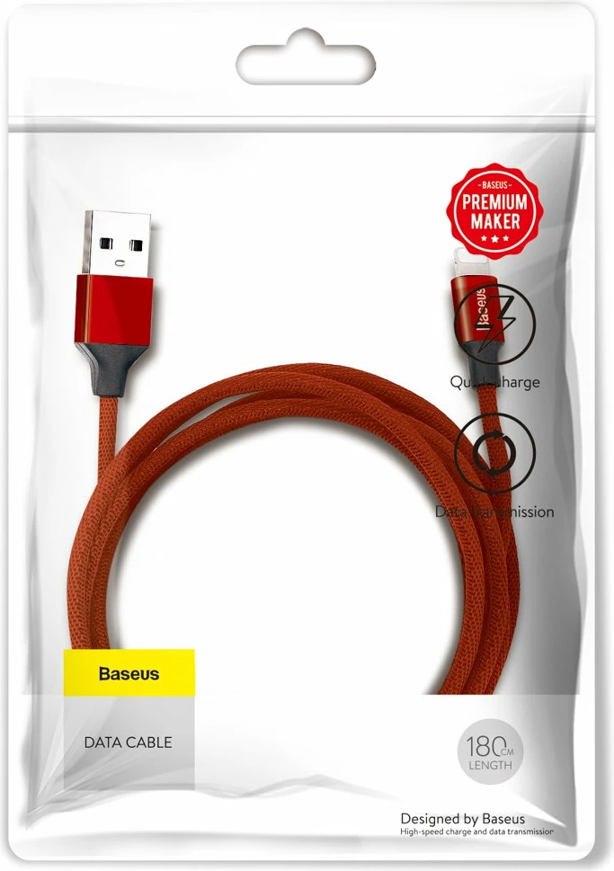 Kabllo Baseus Yiven USB në Lightning, 1.8m, e kuqe
