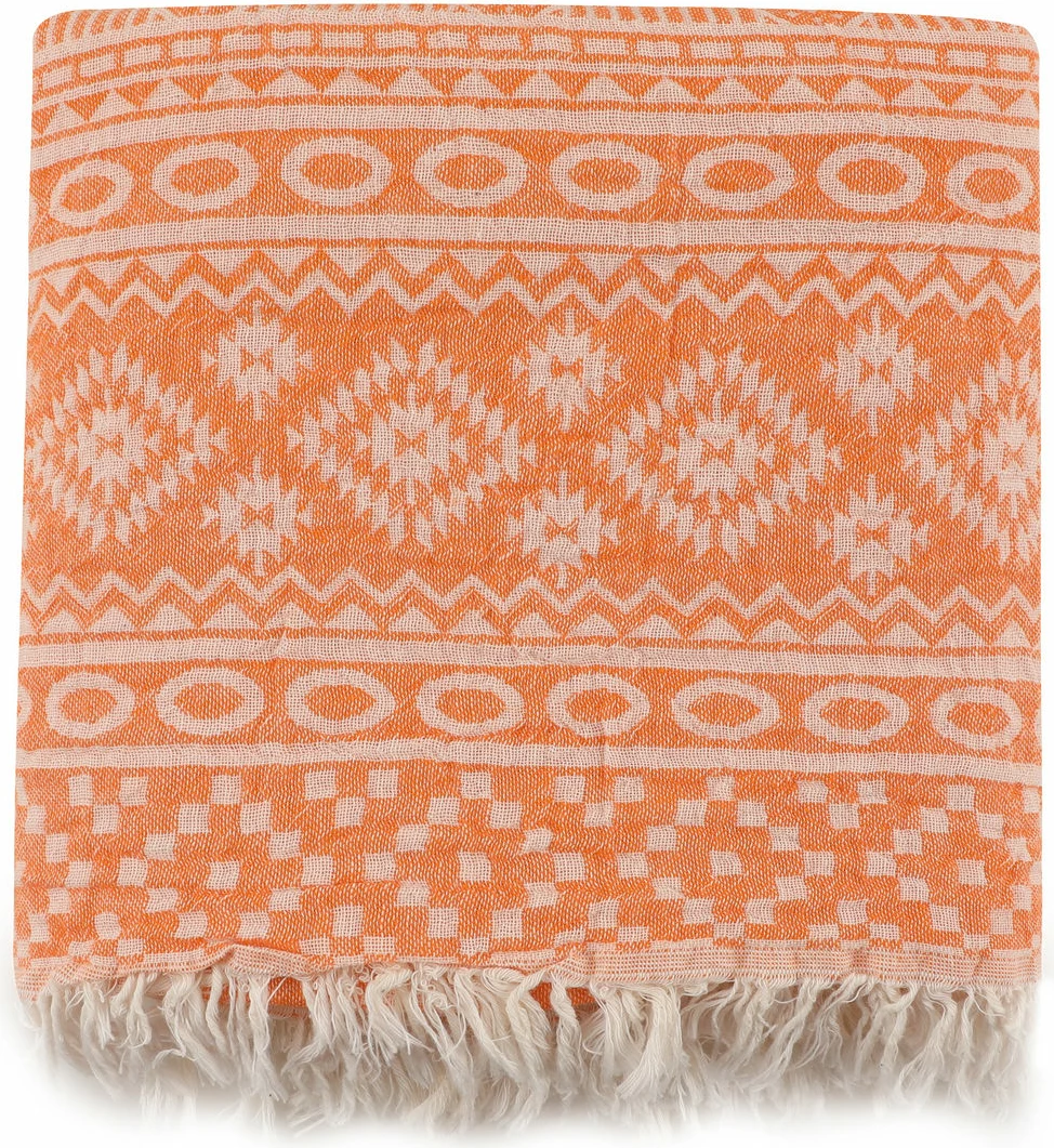 Peshqir plazhi Fouta, model qilimi, portokalli, Mijolnir, 90x170cm
