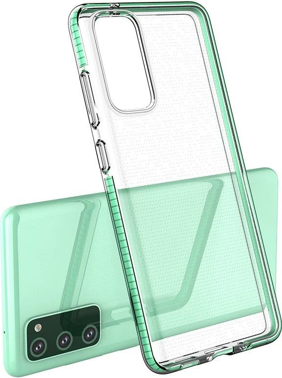 Mbështjellës Hurtel Spring Case për Samsung Galaxy S21+ 5G, TPU, transparent me kornizë të verdhë