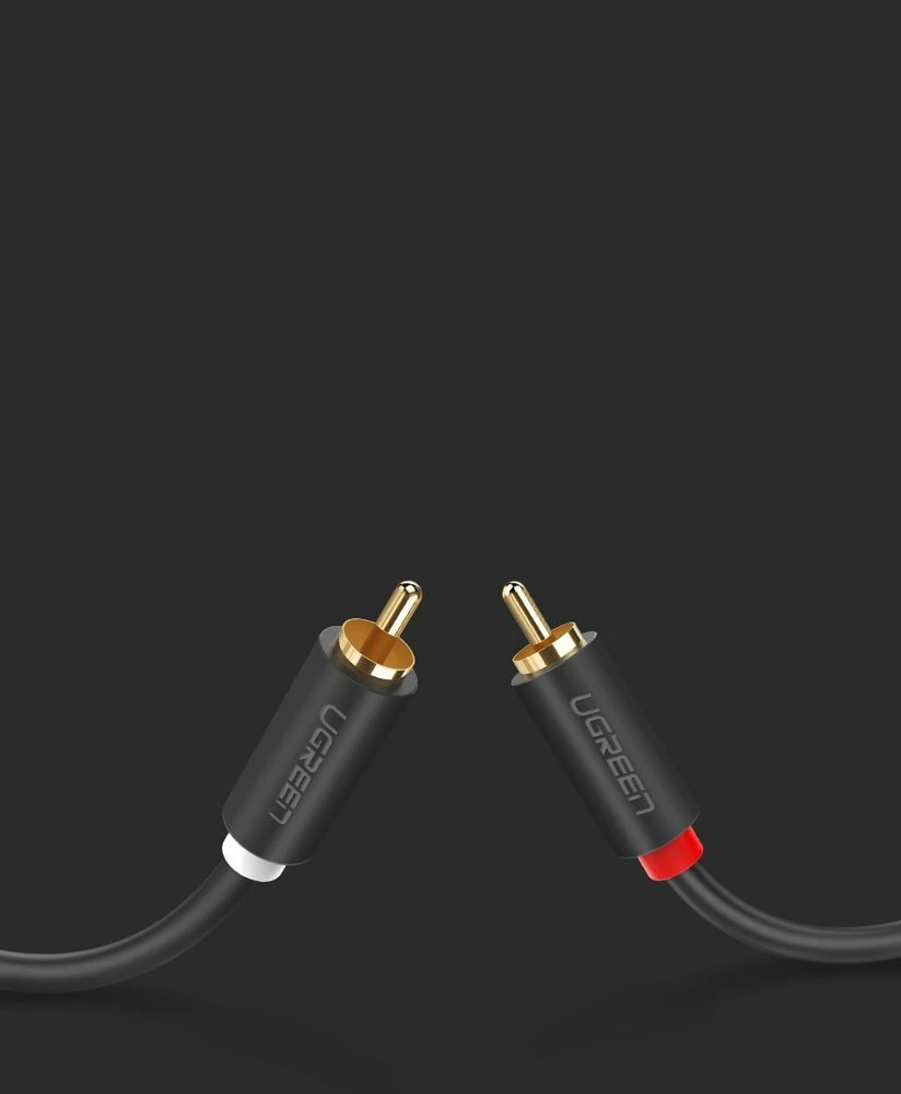 Kabllo audio Ugreen AV104 10520, 2RCA mashkull në 2RCA mashkull, 5m, Gri