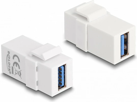 Keystone modul DeLOCK USB-A femër-femër, USB 5 Gbps, 1:1, 2 copë, i bardhë