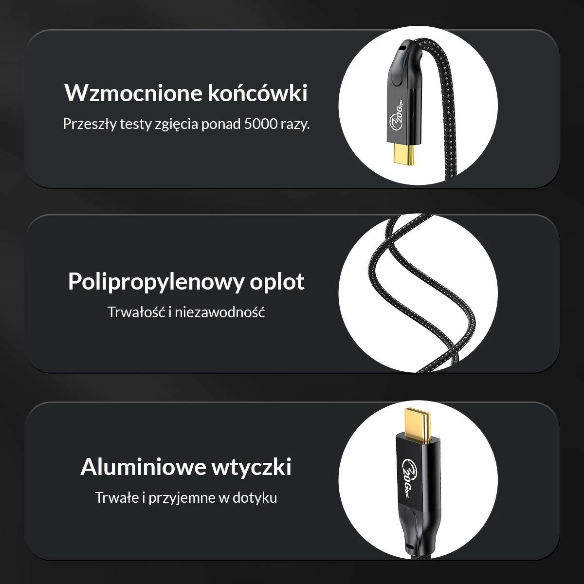 Kabëll zgjatues USB-C Orico 3.2, 20Gbps, 4K, 100W, 1m, zi