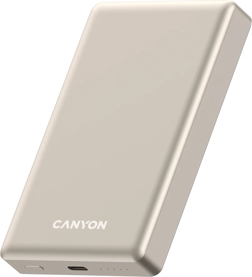 Power bank CANYON OnPower 510 10000 mAh PD 20W magnetik (MagSafe) wireless 15W, Beige