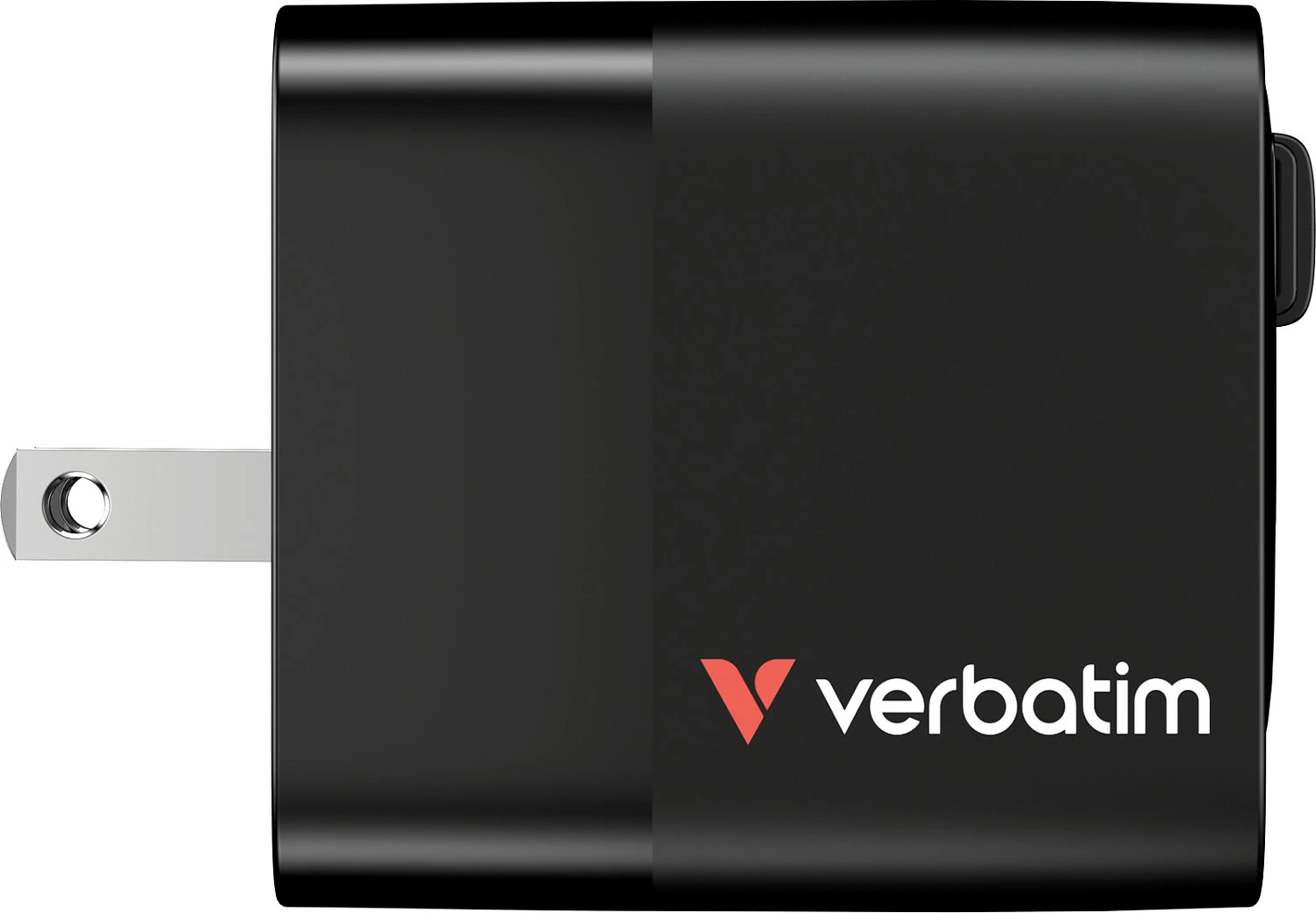 Karikues Verbatim GaN 65W, 2 porta USB-C PD/USB-A QC, kabllo e tërheqshme, EU/UK/US, i zi