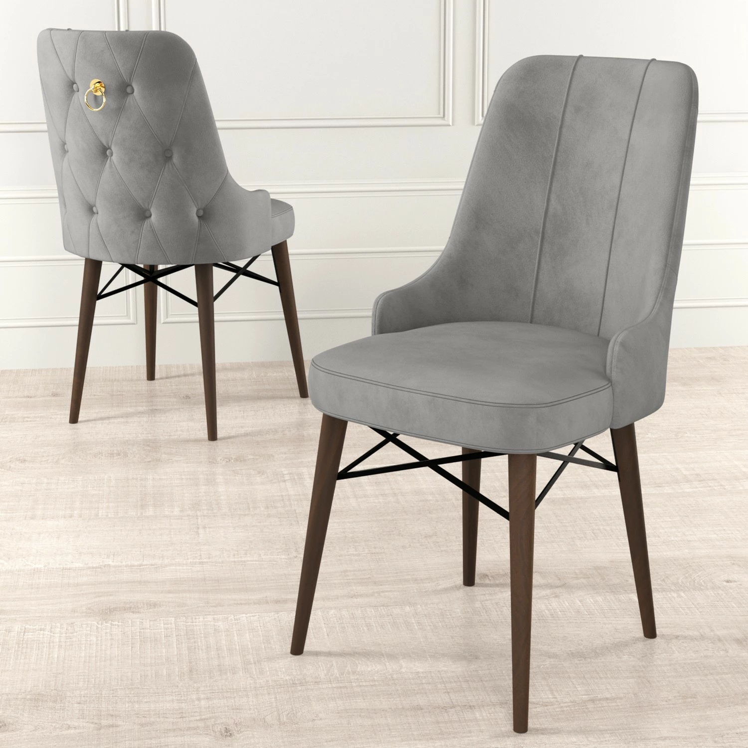 Set karrigesh (6 copë) Hanah Home, Pare, gri, kafe