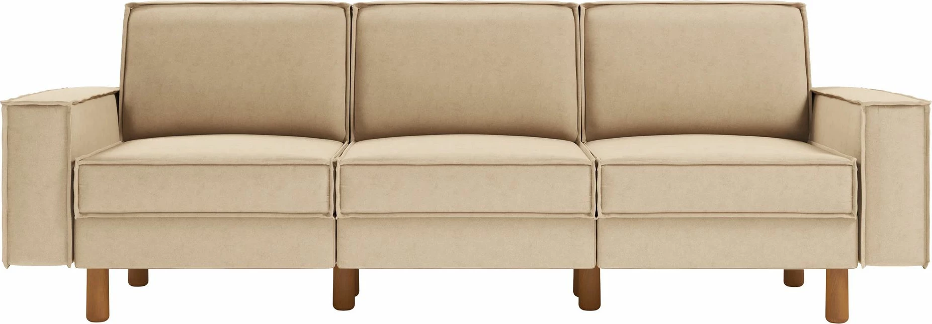 Divan treshe, ngjyrë rërë, këmbë druri arre, Atelier del Sofa Sparrow Extra 3