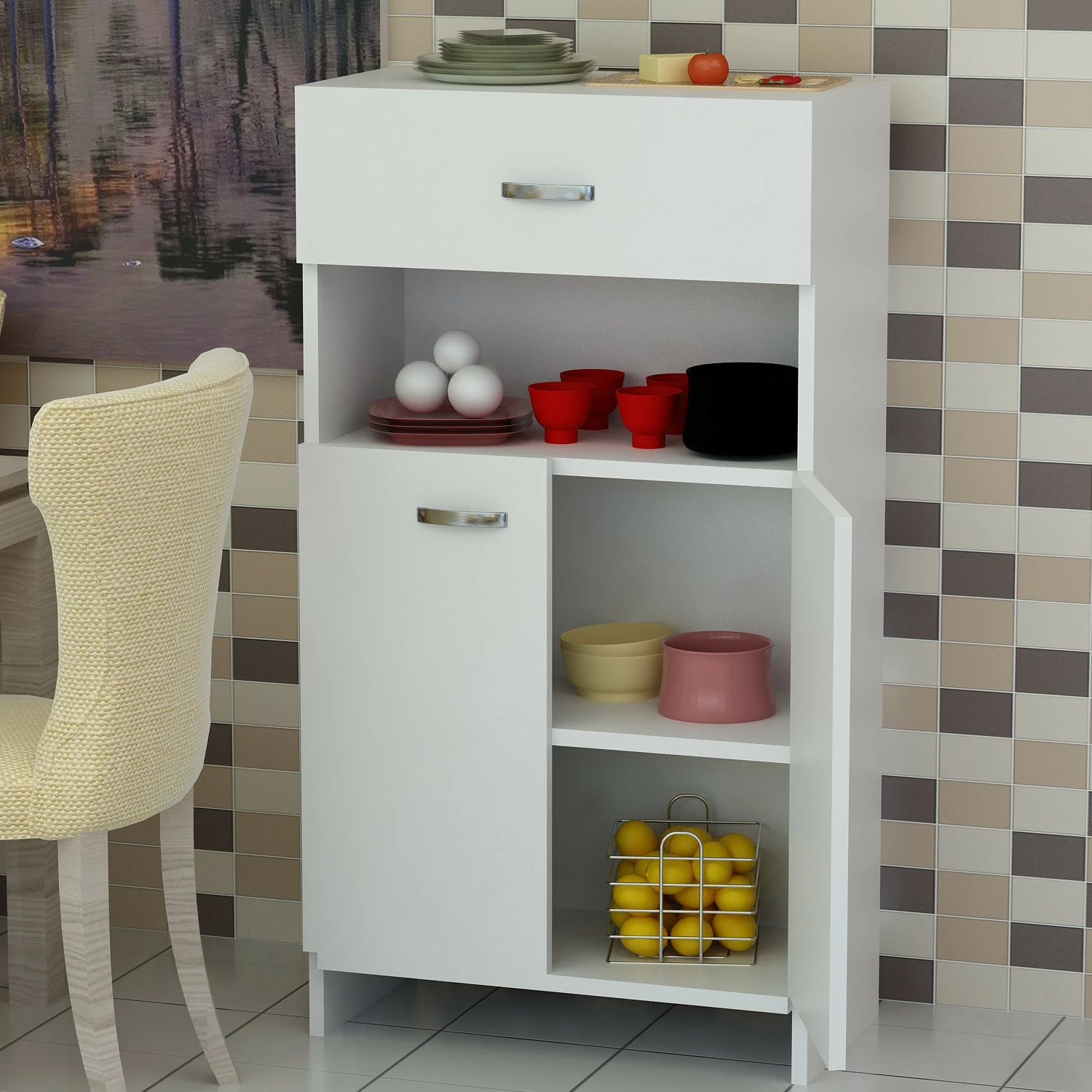 Dollap multifunksional Hanah Home, Anı, i bardhë