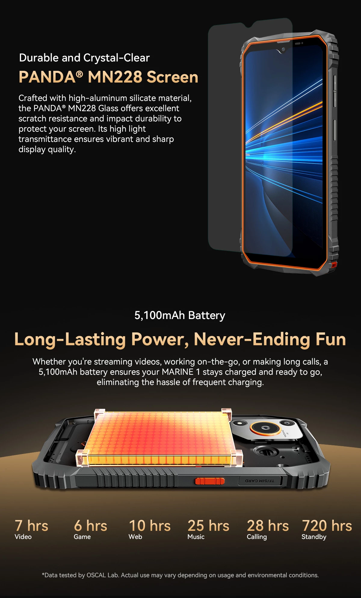 Celular Oscal Marine 1 4GB RAM 128GB 5100mAh IP68/IP69K MIL-STD-810H, portokalli