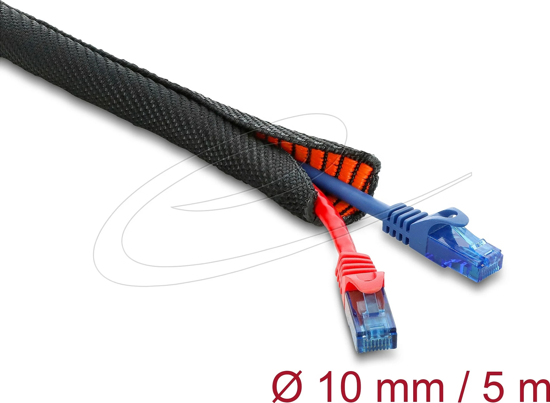 Mbrojtës kabllosh DeLOCK, tub vetë-mbyllës dy-shtresor 5 m x 10 mm, zi/portokalli