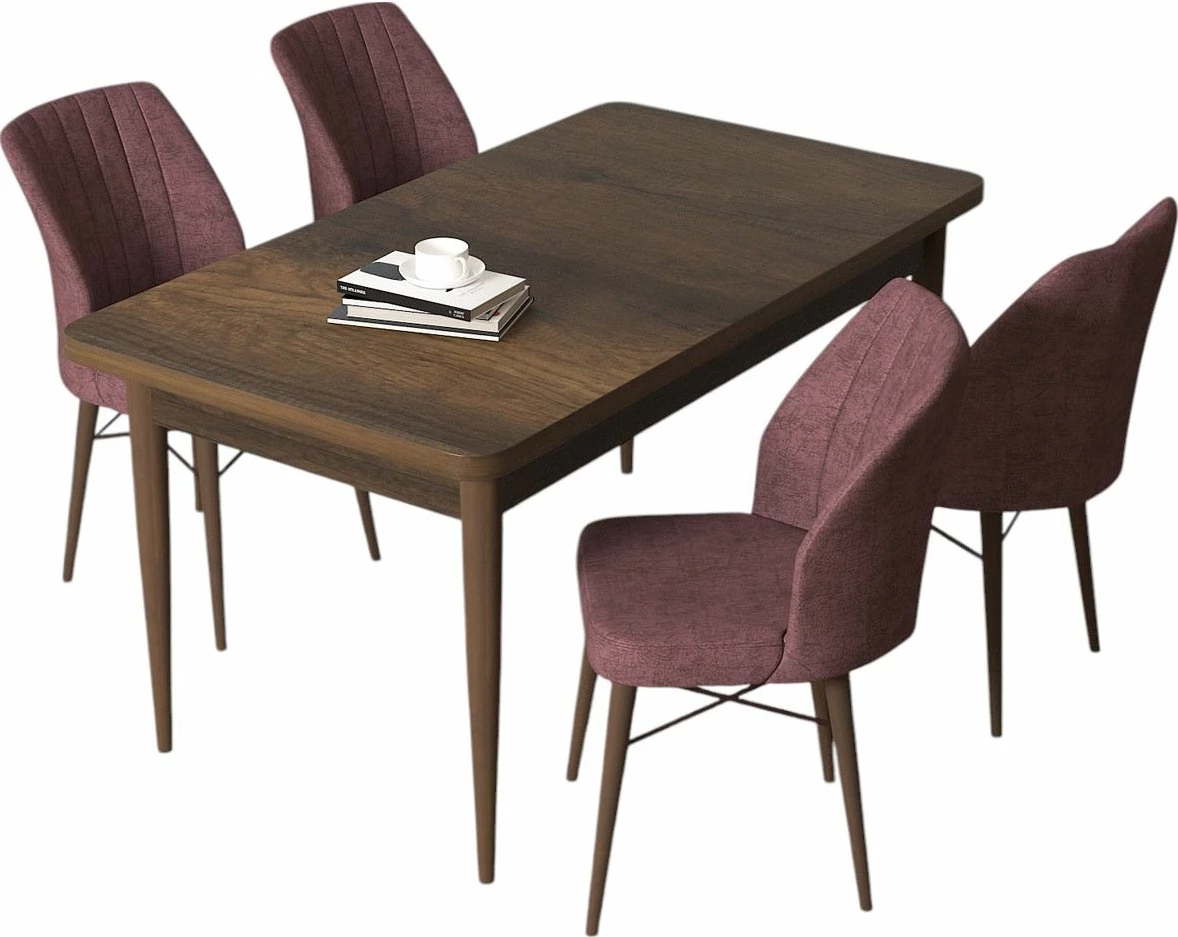 Tavolinë me karrige, 5 copë, Skye Decor, ngjyrë barok dhe dusty rose