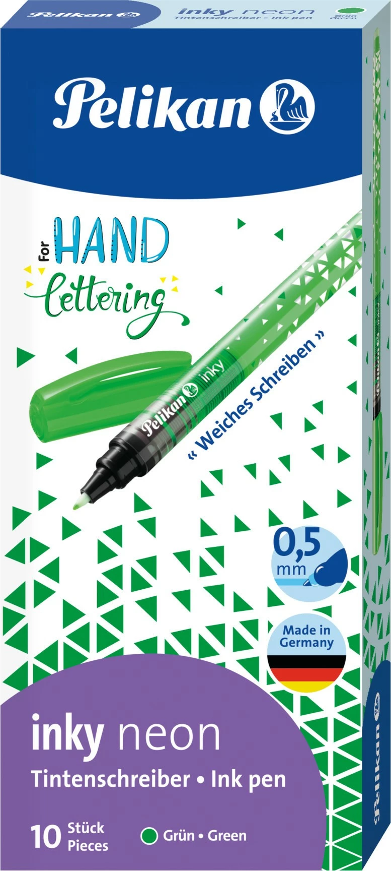 Stilolaps Pelikan inky neon, 0.5 mm, plastik, i gjelbër, pako 10 copë