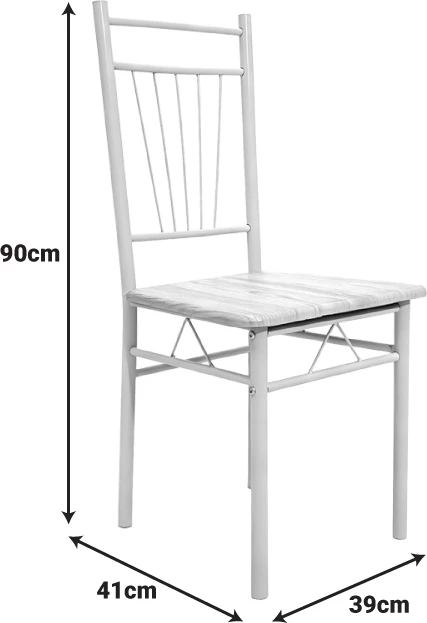Tavolinë me karrige Roza, 5 copë, MDF sonoma, këmbë metalike të bardha, 120x65x75cm