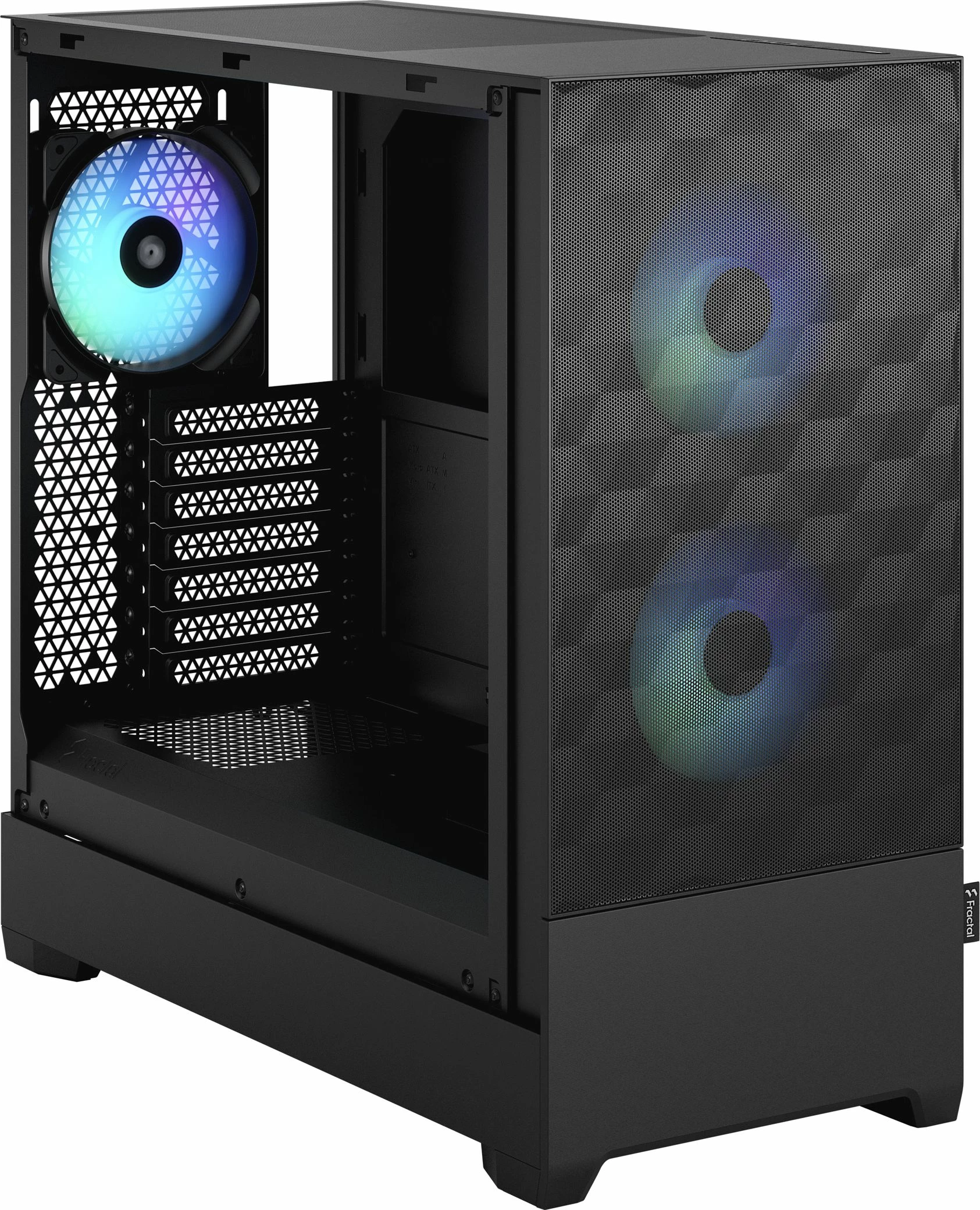Kasë Fractal Design Pop Air RGB TG FD-C-POR1A-06 Midi Tower ATX me xham të temperuar, 3x120mm RGB fan, e zezë
