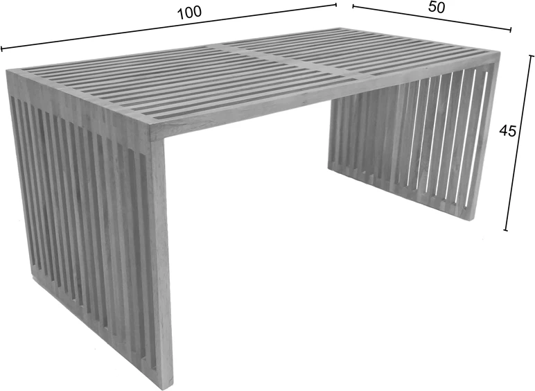 Sipërfaqe Tavoline Marlin dru teak, ngjyrë natyrale, 100x50x45cm