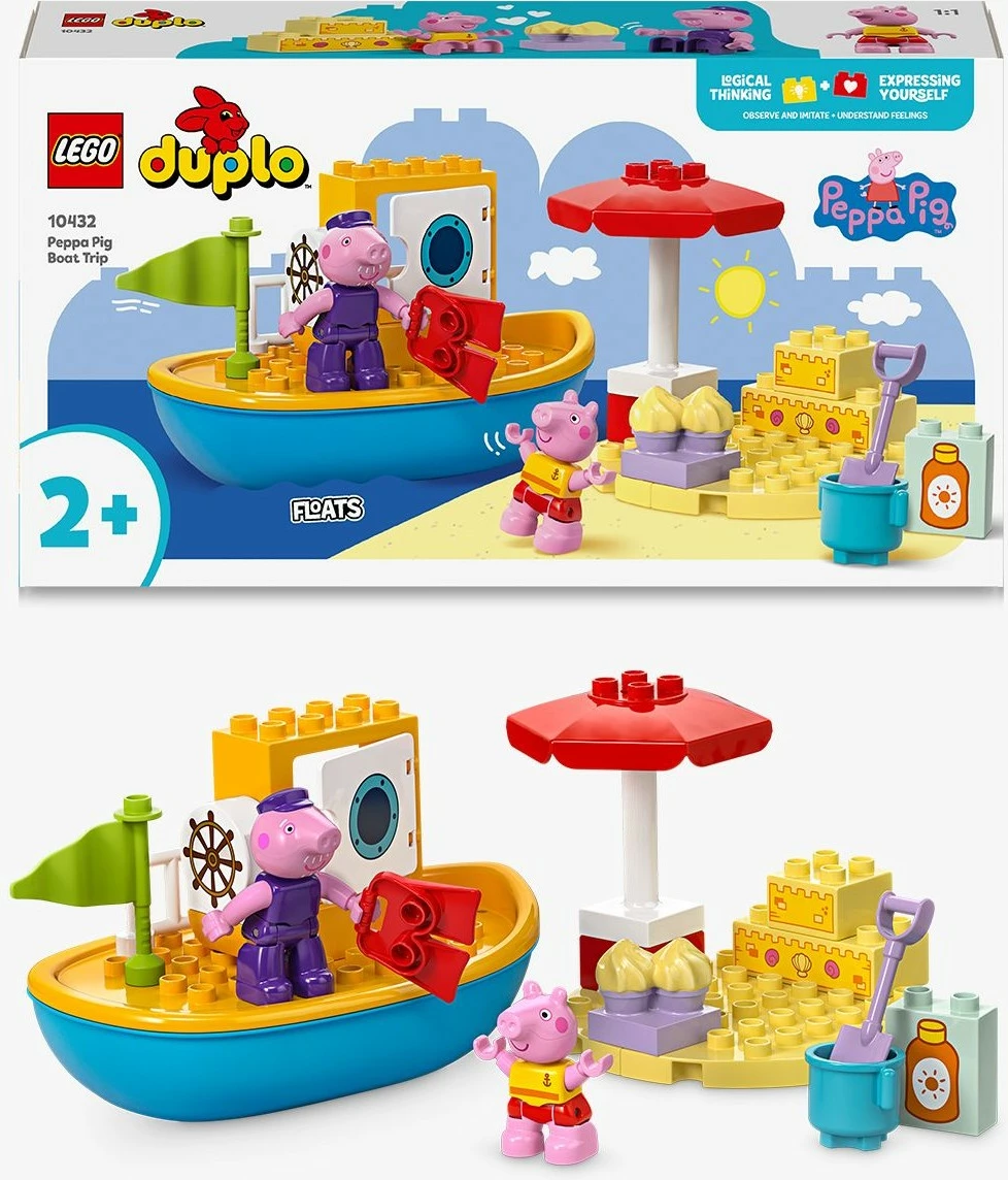 Set ndërtimi LEGO DUPLO 10432 Peppa Pig Boot Trip, 23 pjesë, multikolor
