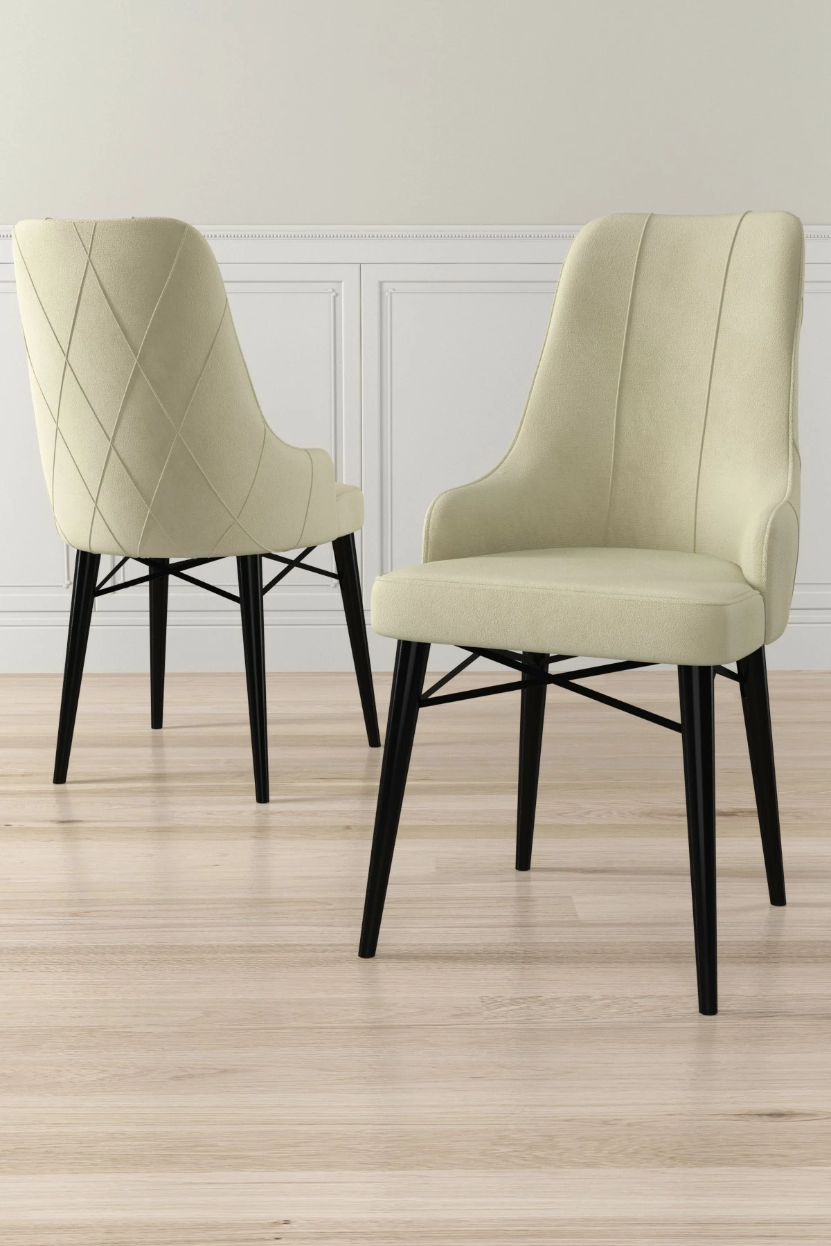 Set karrigesh (6 copë) Hanah Home, Neta, krem e zi