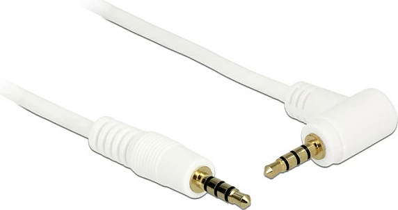 Kabllo AUX audio DeLOCK 84736, 3.5mm mashkull-mashkull, 0.5 m, me kënd, e bardhë