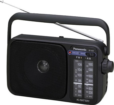 Radio portative Panasonic RF-2400DEG-K, AM/FM, AC/Bateri, e zezë