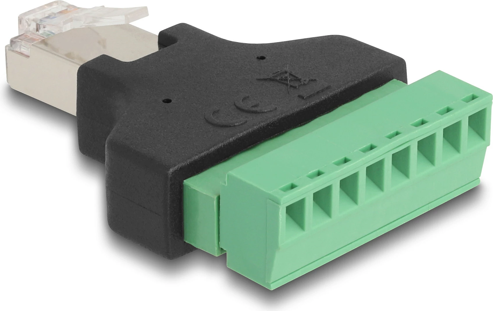 Adapter DeLOCK RJ45 në terminal block 8-pin, 3.81 mm, Plug and Play, zi/jeshil