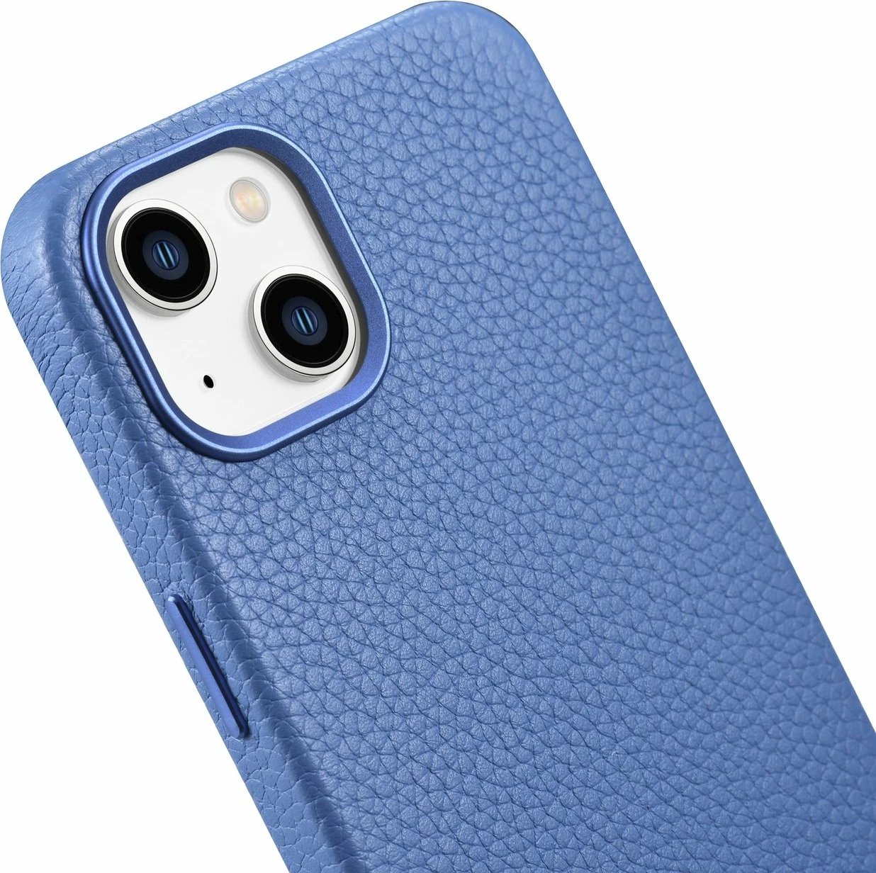 Mbështjellës iCarer Litchi Premium për iPhone 14 Plus, lëkurë natyrale, MagSafe, Kaltër