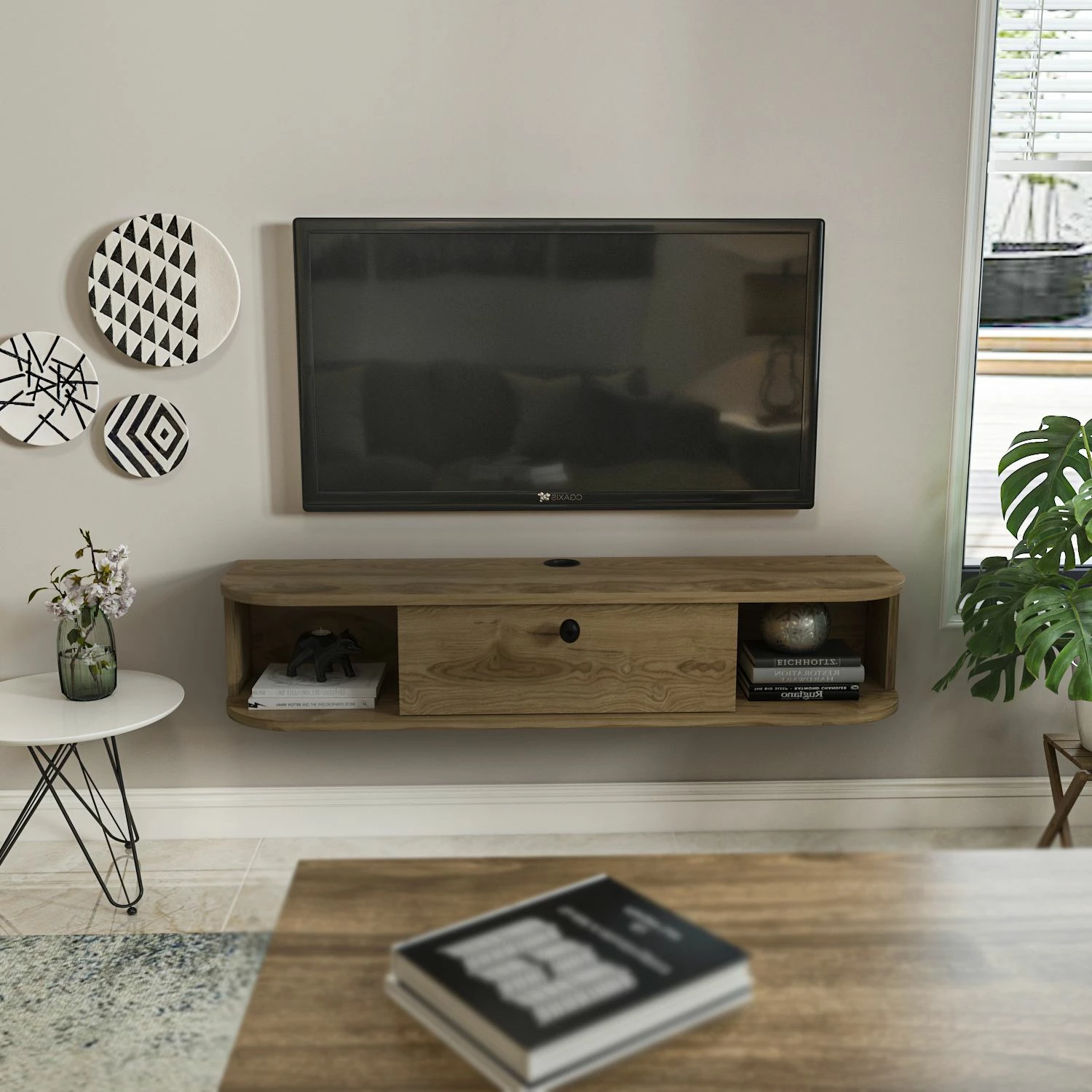 Komodë TV Skye Decor, ngjyrë lisi Oud Oak, Ibarra