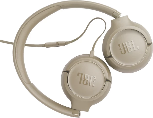 Kufje JBL Tune 530, me kabllo 3.5 mm, on-ear, mikrofon, bezhë