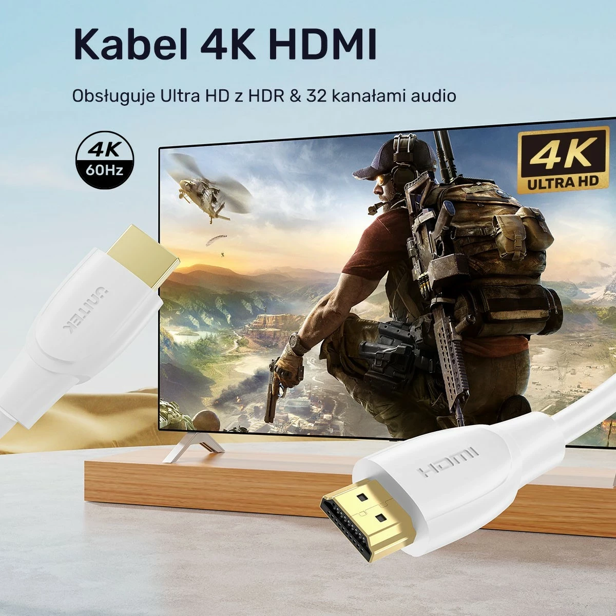 Kabëll HDMI Unitek 2.0 4K 7.5m bardhë