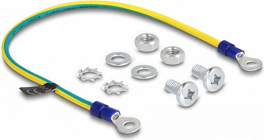 Kabllo tokëzimi DeLOCK Grounding Kit, 30 cm, për kabinet rrjeti, blu/verdhë