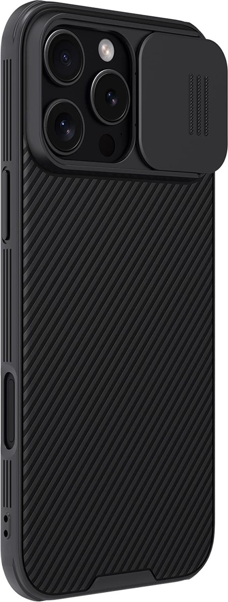 Mbështjellës Nillkin CamShield Pro për iPhone 16 Pro Max, me mbulesë kamere, i zi