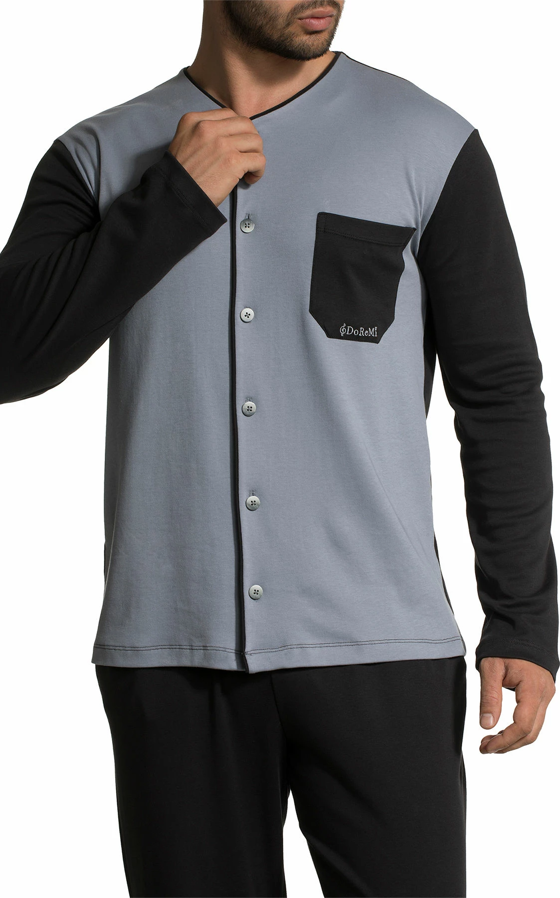 Set pizhamash për burra, Jumeon, 002-000371, e zezë/gri