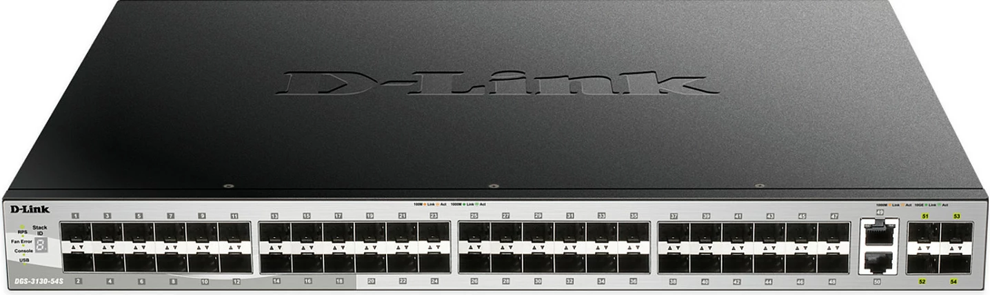 Switch D-Link DGS-3130-54S, Managed L3, 10G support, Rack-mount, 48x SFP, i zi