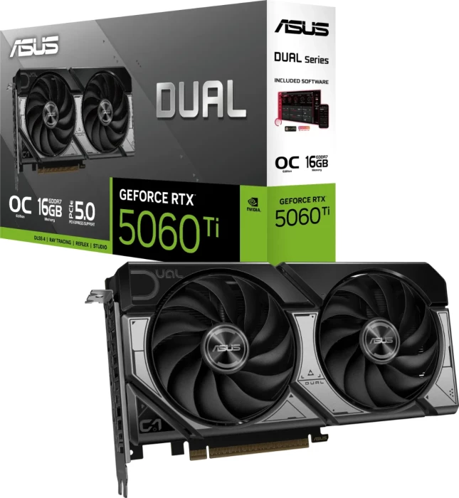 Kartelë grafike ASUS Dual GeForce RTX 5060 Ti OC DUAL-RTX5060TI-O16G 16GB GDDR7 PCIe 5.0