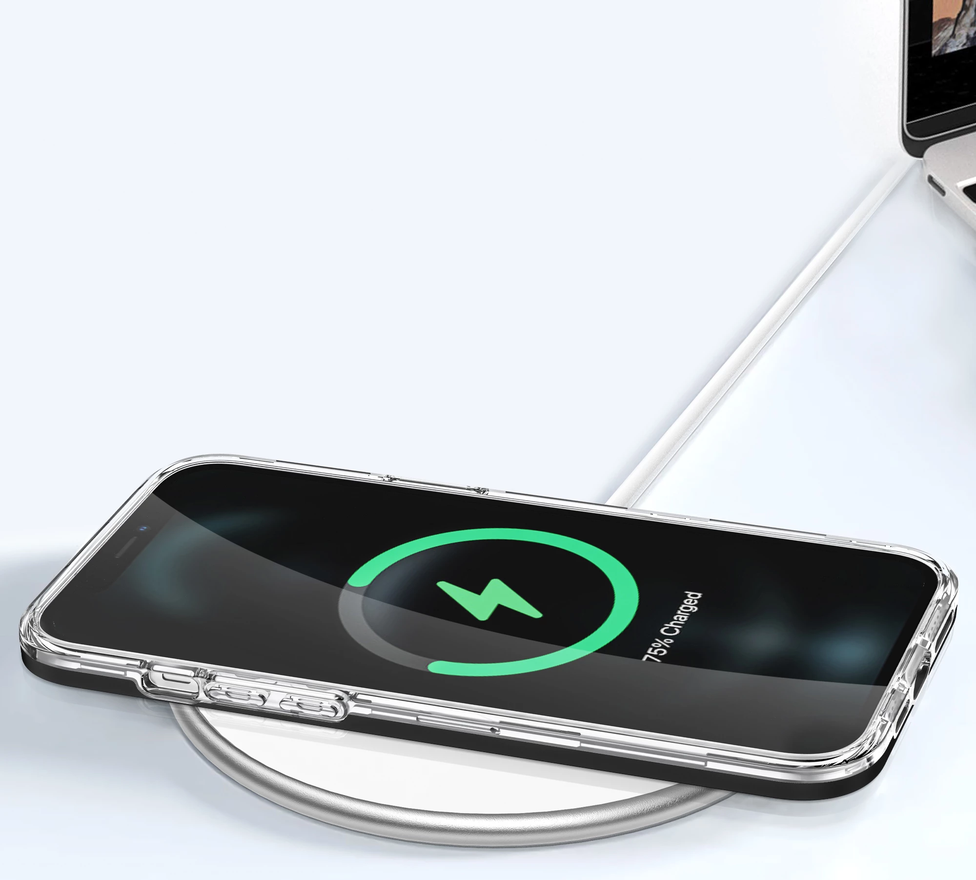 Mbështjellës Hurtel Hybrid Armor Clear 3in1 për iPhone 12 Pro Max, i tejdukshëm me kornizë të zezë