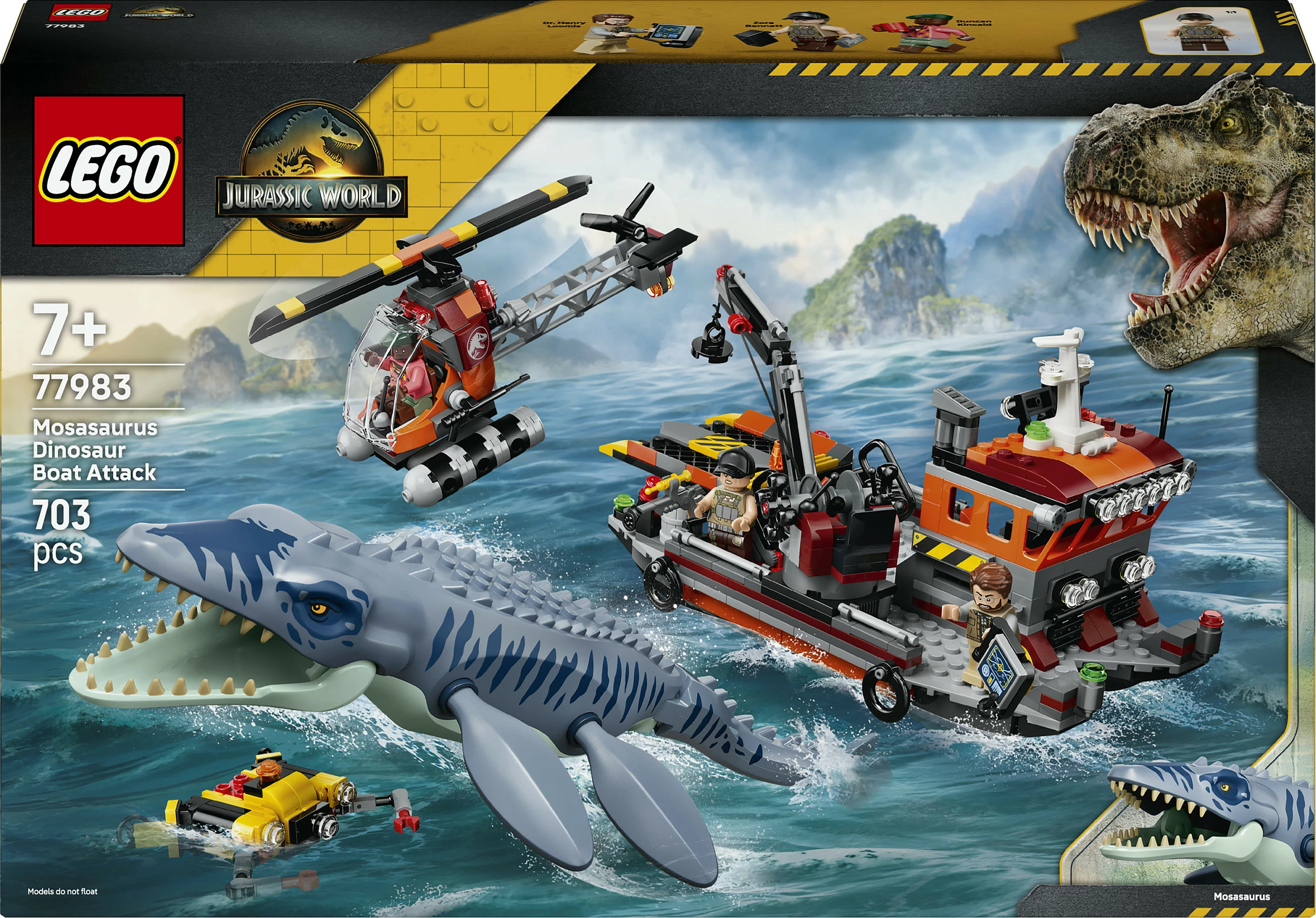 Set LEGO Jurassic World 77983 Mosasaurus Boat Attack, 703 copë