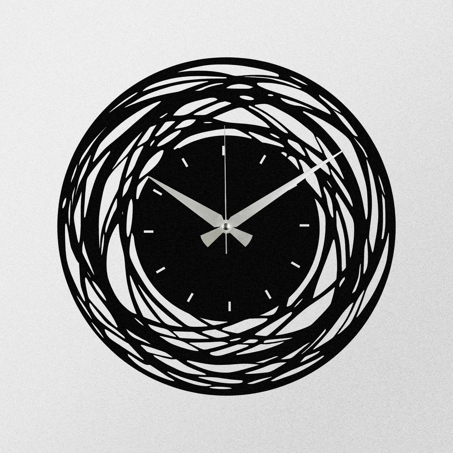 Orë muri dekorative metalike Wallity, Enzoclock - S022, e zezë, 48x48cm