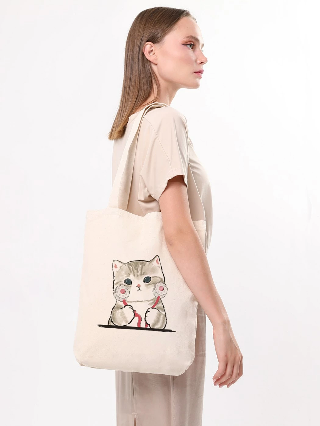 Qese tote Zoozie Bags, krem, 1613