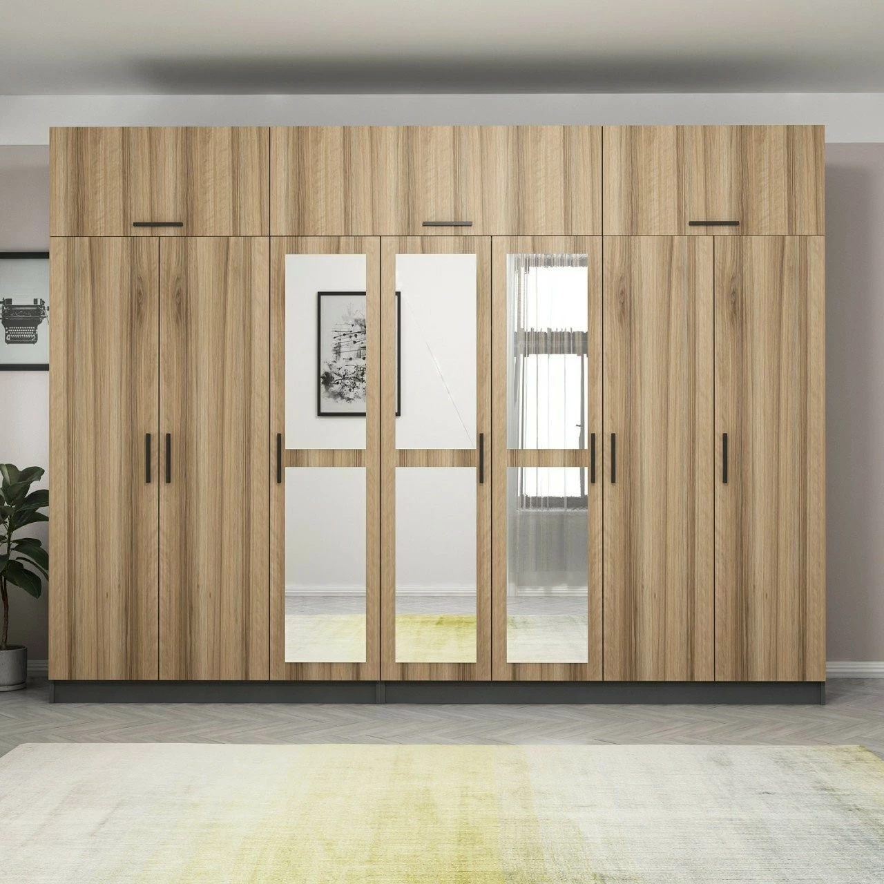 Dollap Skye Decor, ngjyrë arre dhe antracit, 315x235x52cm