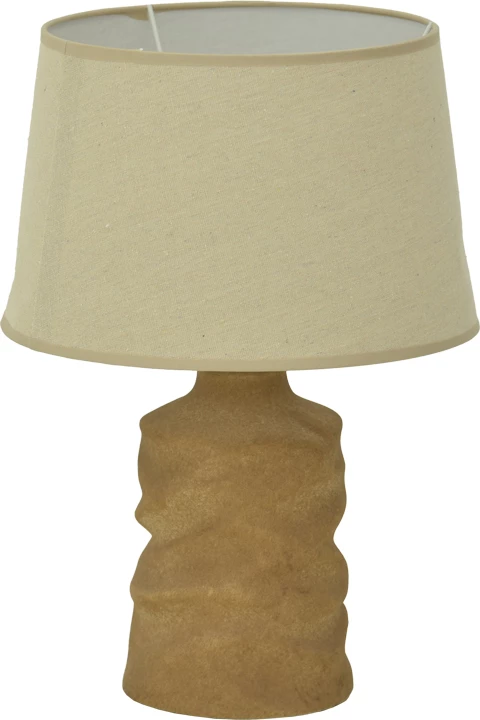 Llambë tavoline Wabbi, qeramikë, ngjyrë gri antike, abazhur bezhë, D28x41cm