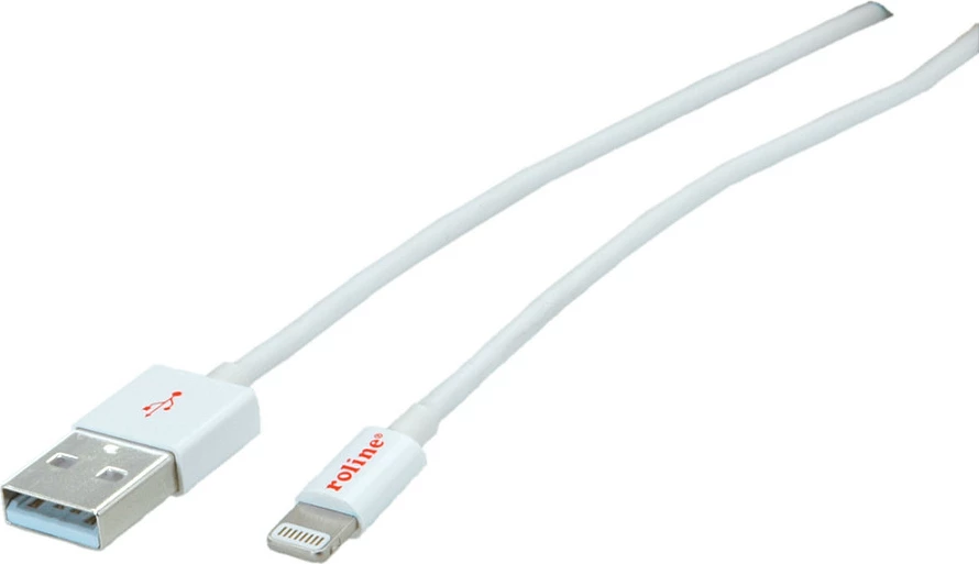 Kabllo ROLINE Lightning në USB-A, 0.15 m, USB 2.0, e bardhë