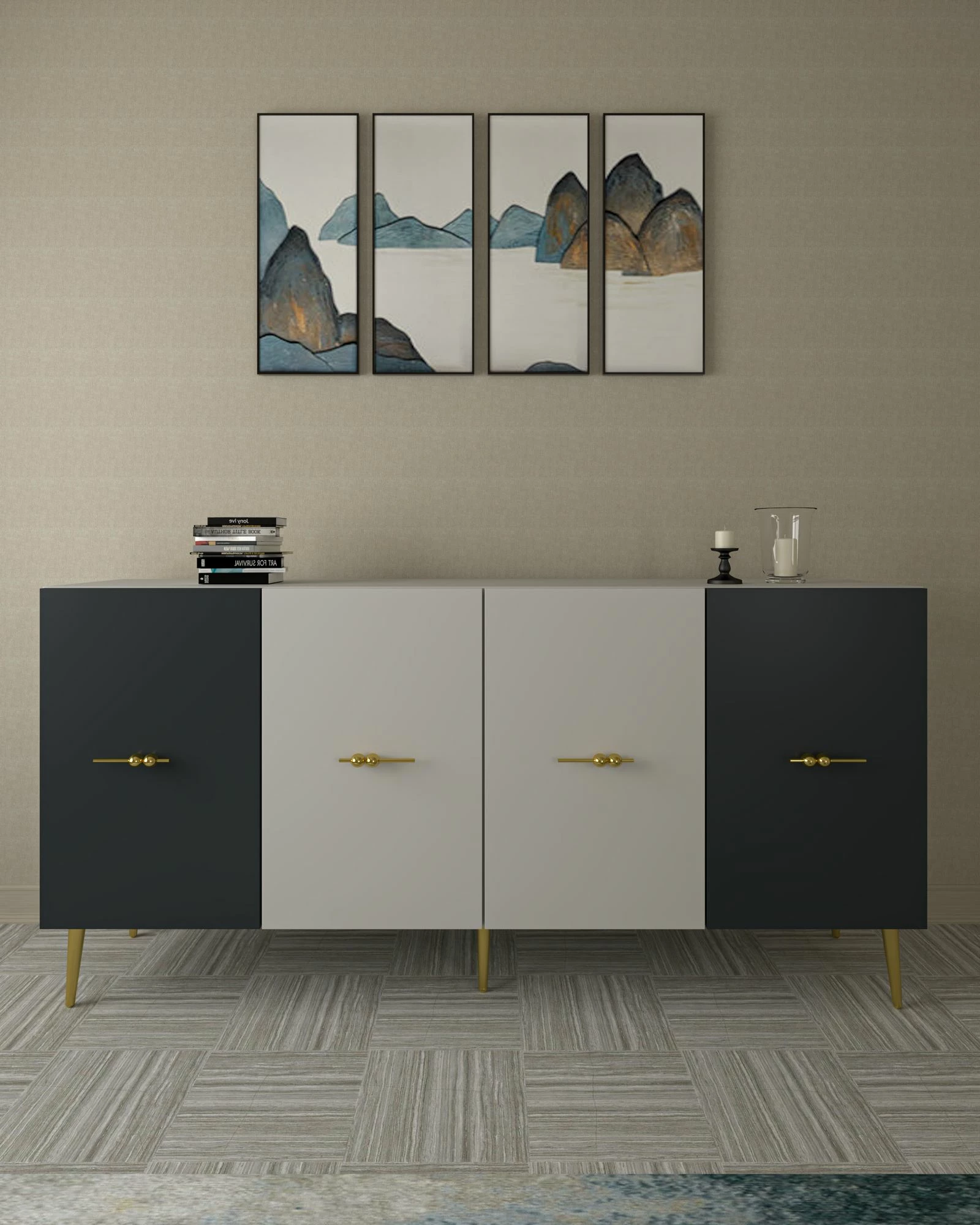 Konsol Skye Decor, Loop KB150, e bardhë, antracit