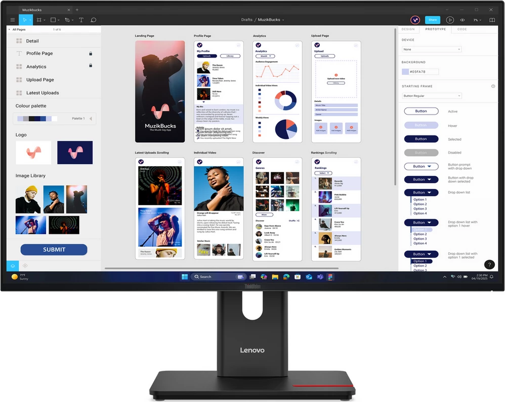 Monitor, Lenovo, T32UD-40 64B0GAT1EU, 32", e zezë