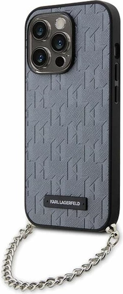 Mbështjellës Karl Lagerfeld KLHCP14LSACKLHPG për iPhone 14 Pro 6.1", zinxhir, argjendtë