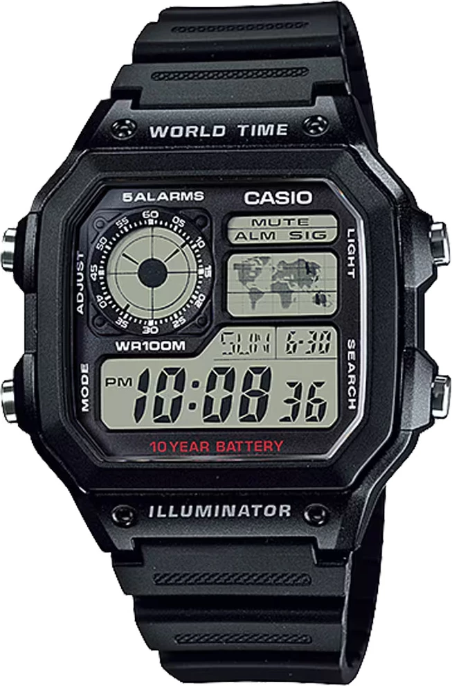 Orë dore Casio AE-1200WH-1A, e zezë