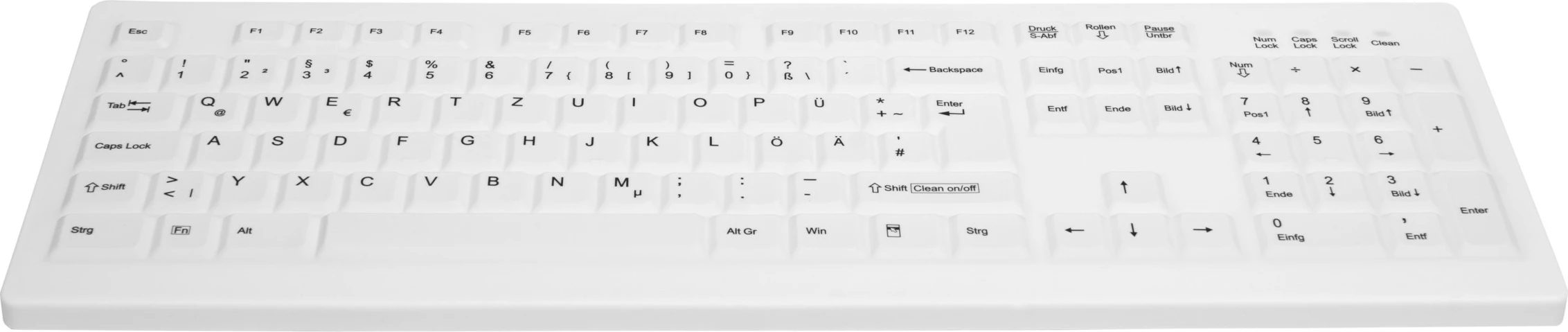 Tastierë Active Key AK-C8100F-U1-W/US, USB me kabëll, QWERTY US, membranë, numpad, e bardhë