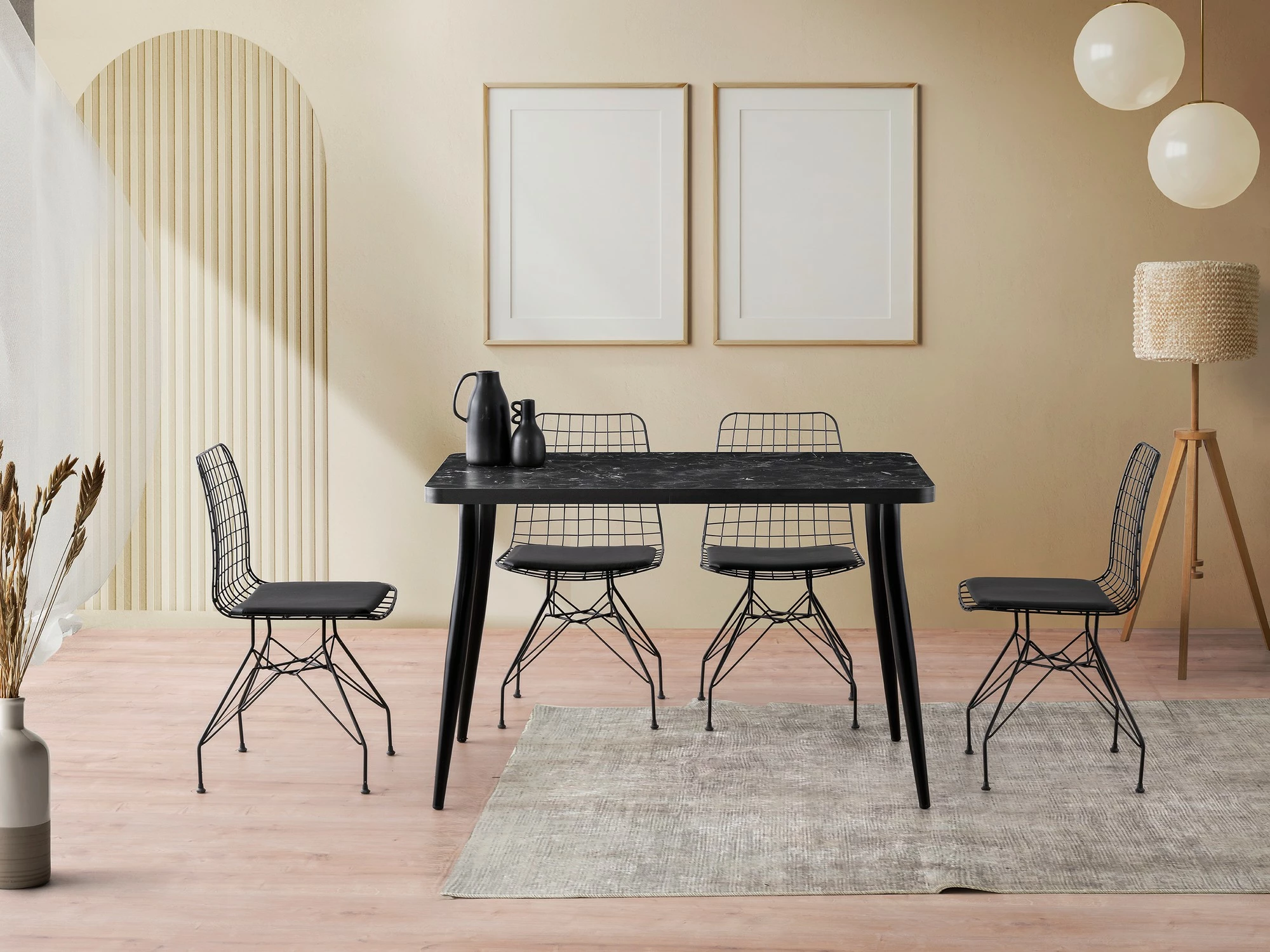 Tavolinë ngrënieje, ngjyrë mermeri i zi, Skye Decor Oslo - 3071